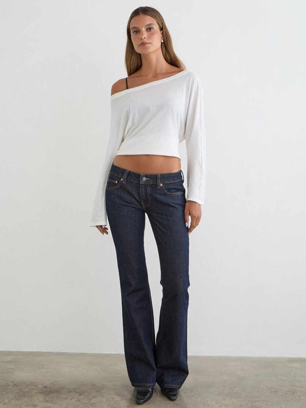 Motel Rocks Extra Low Rise Flare Jeans in Indigo